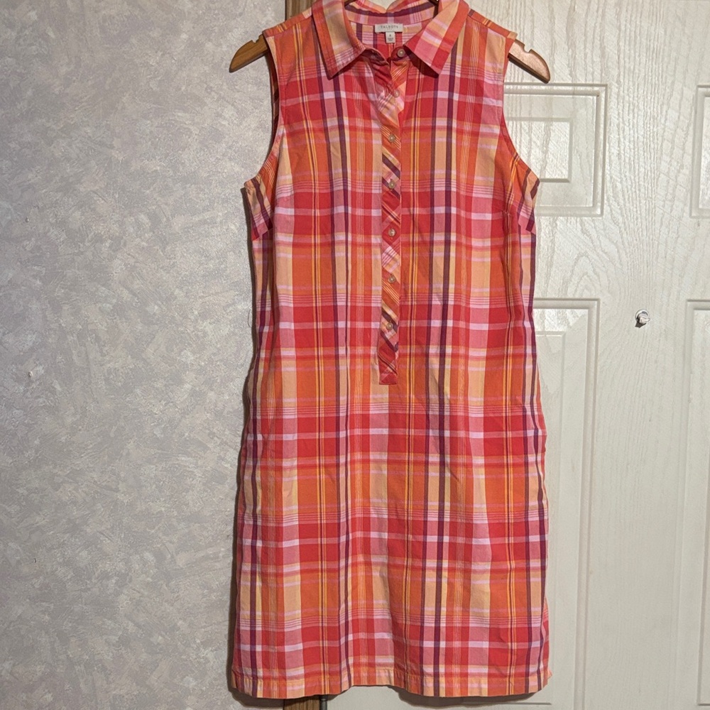 Talbots Red and Orange Plaid Sleeveless Mini Dress‎